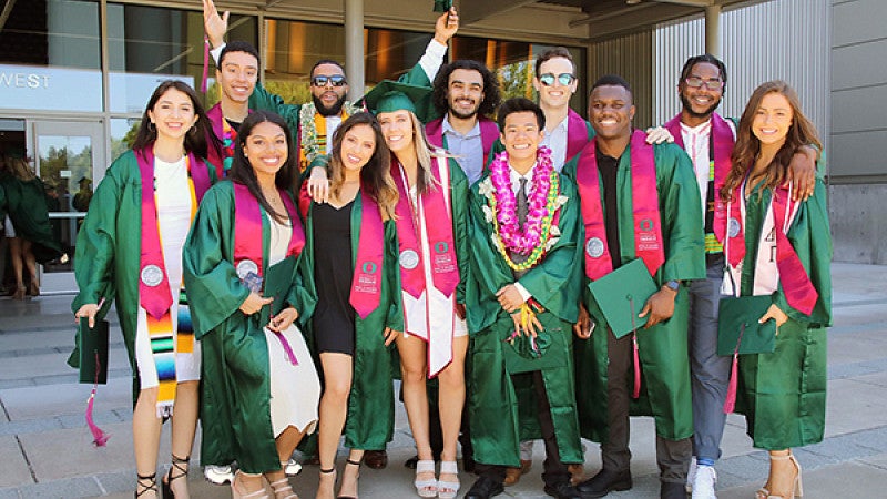 A group of students at commencement