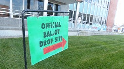 Sign that says "official ballot drop site"