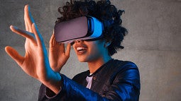 a person wearing a VR headset